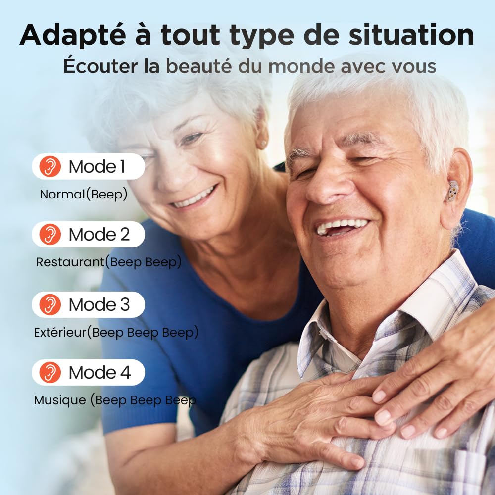 JINGHAO Amplificateur De Son Rechargeable - Paire d'amplificateurs sonores personnels Comprend Un Appareil Droit Et Gauche, Avec Portable Boîtier De Chargement