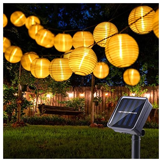 Sollykta ljusslingor utomhus, BrizLabs 6 m 30 LED soldrivna trädgårdslampor 8 lägen vattentät solljusslinga utomhus för sommar uteplats gräsmatta gård staket festdekorationer, varm vit