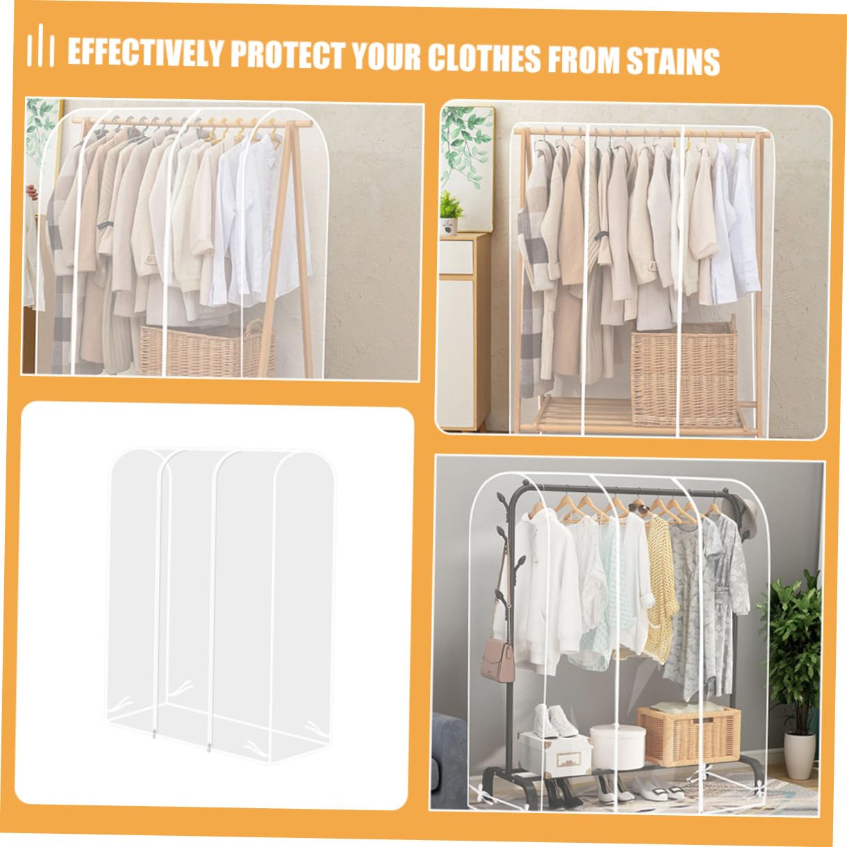 Gatuida Copertura Protettiva per Appendiabiti Trasparente 180x50x150 Cm in Plastica Antipolvere Leggera e Portatile per Casa e Armadio, Protezione per Vestiti su Asta Singola e Stand Guardaroba