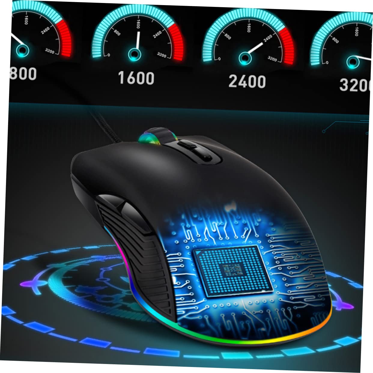 Gadpiparty 2pezzi Mouse Gaming Ergonomico Usb Con Illuminazione Rgb Pulsanti Programmabili Dpi Regolabili Compatibile Con Pc e Laptop Design Confortevole Per Giocatori e Ufficio