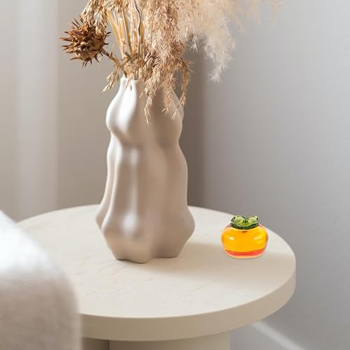 Miniatura 5 de ABOOFAN Figura de cristal de caqui, estatua de caqui artificial, figura de fruta de cristal, pisapapeles coleccionable, fruta de vidrio para