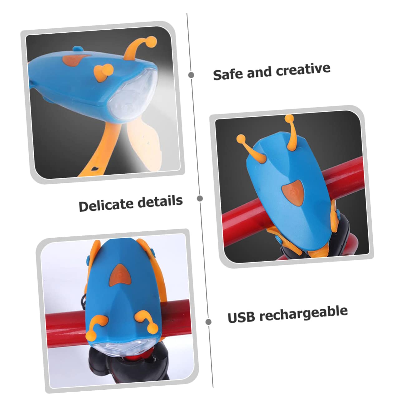 Happyyami 4pièces Lumière De Vélo USB Rechargeable avec Klaxon Lampe Adorable pour Garçon Fille Accessoire De Sécurité pour Cyclisme Et Nocturnes