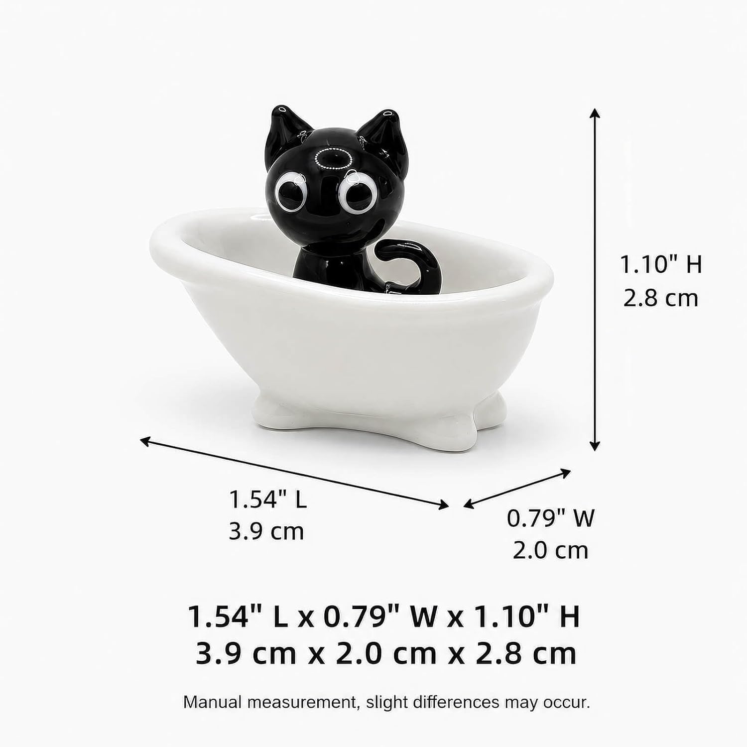 Glass Cat Bathtub Miniature Bathroom Scene Decor (Black) image 2