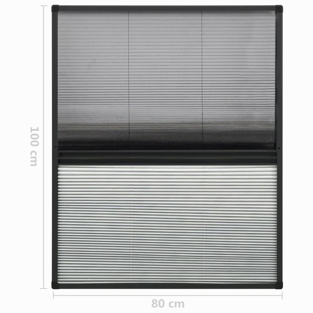 vidaXL Plissee Fliegengitter für Fenster Aluminium 80 x 100 cm und Vorzelt