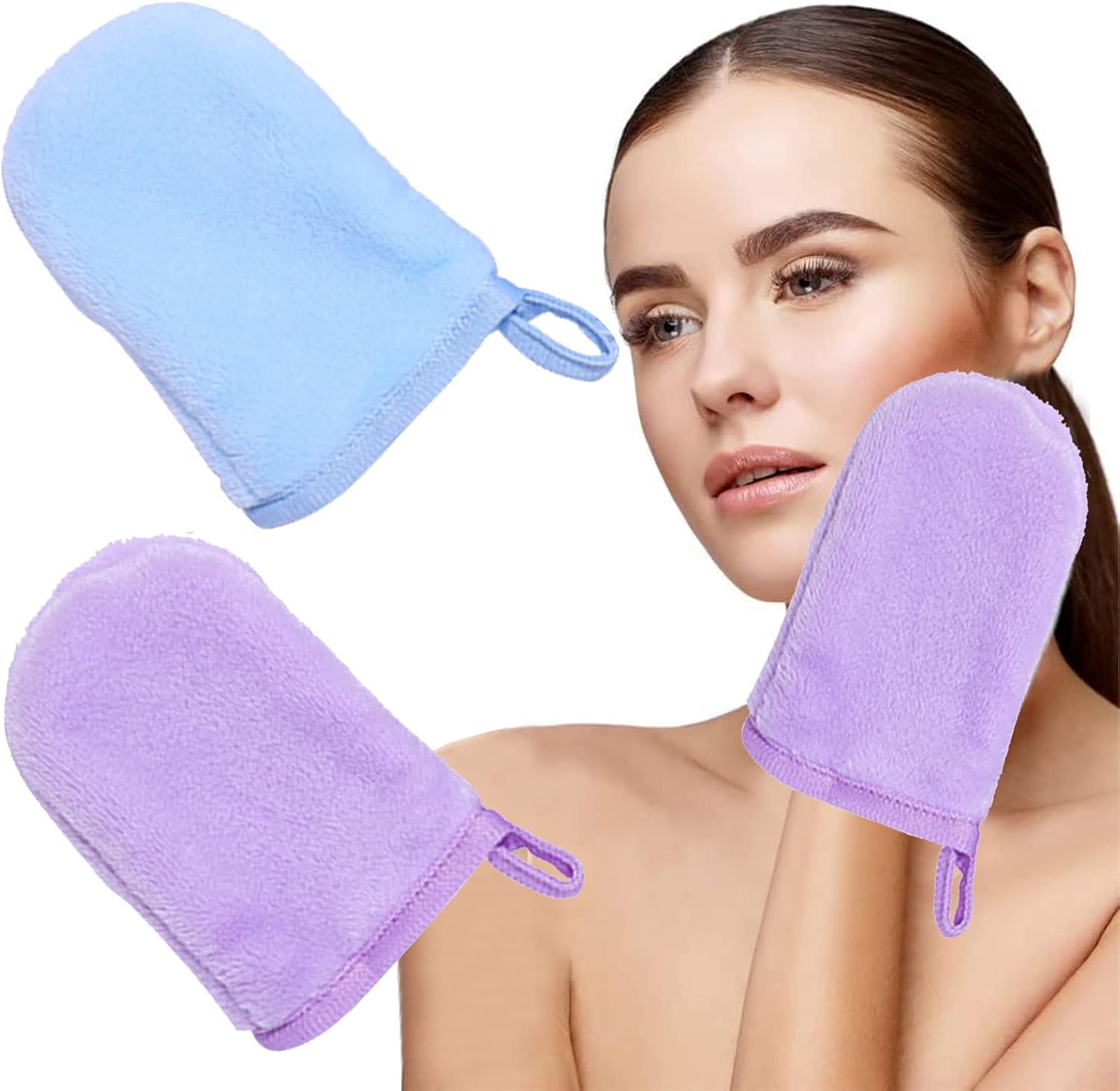 Guantes Desmaquillantes De Microfibra Lavables,Manopla Facial Desmaquillante de Microfibra,Guante Desmaquillantes Reutilizable,Guante para Cara,para Todas Las Pieles