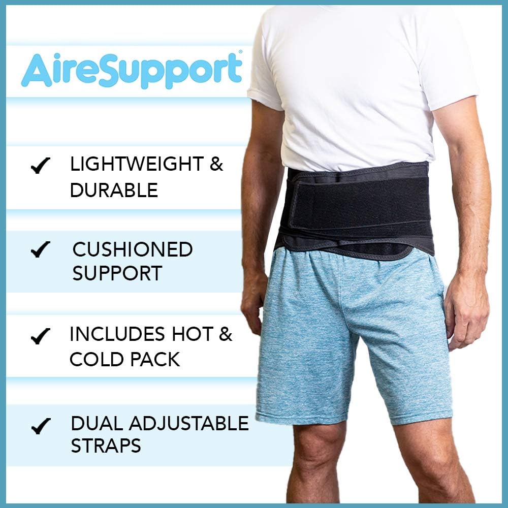 🔥 Hоt Dеаlѕ Back Brace Lumbar Support with Reusable Ice/Hot Pack and Removable Lumbar and Back Brace - Soft Lumbar Back Brace - Lower Back Brace (L/XL) - AireSupport by Dr. Jason Hammond