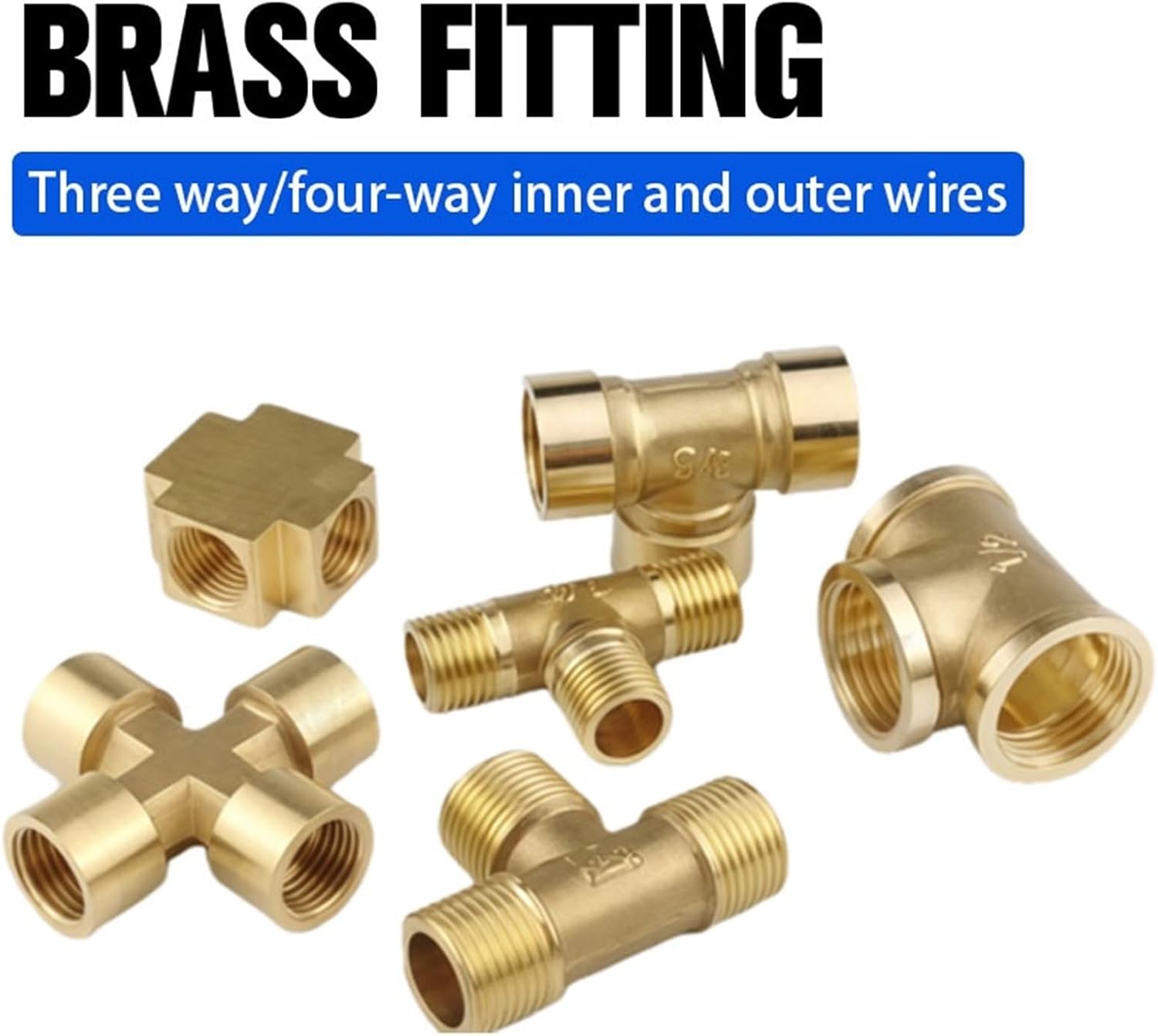 1pcs 1/8-1/2 Inch Copper Tee Connector, DN15 Threaded (20mm Length) - Male & Female Adapter for Gas Pipe/Water Pip(Female 3 Way,1")