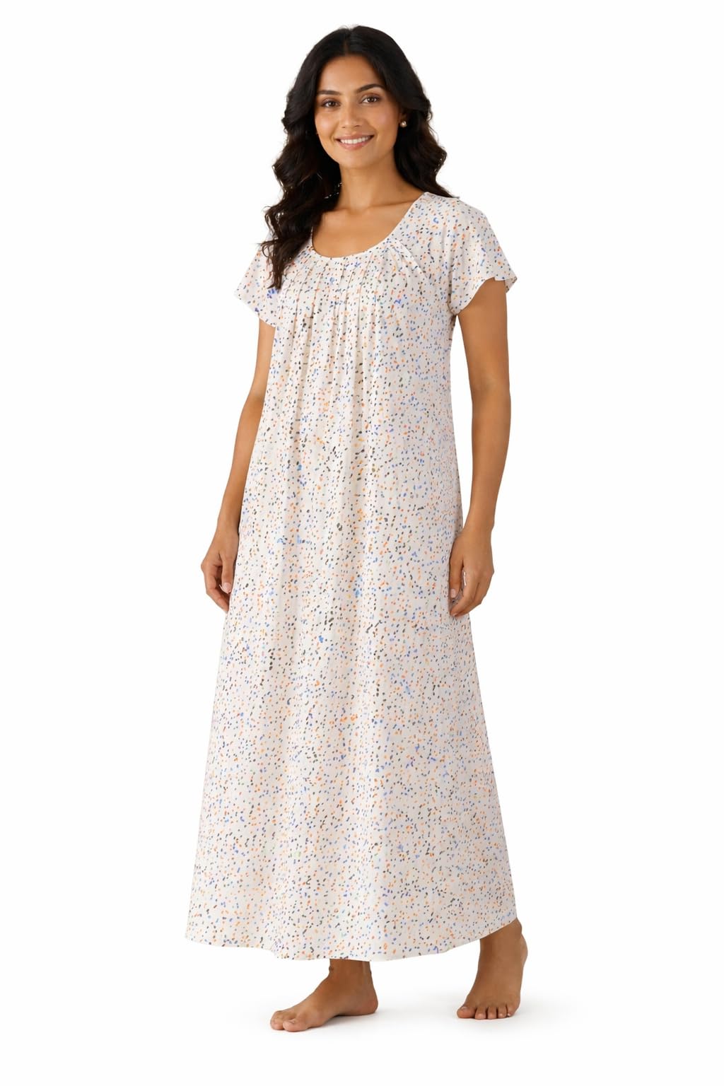 Nighty for Women Pure Cotton | Free Size Gown for Women Cotton naity | Nighties for Women Pure Cotton Stylish Maxi Sleepwear Comfortable Loungewear & Sleepwear for Ladies White-image-30