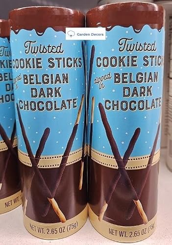 Trader Joe Twisted Cookie Sticks Dipped in Belgian Dark Chocolate 2.65oz 75g (Two Rolls)