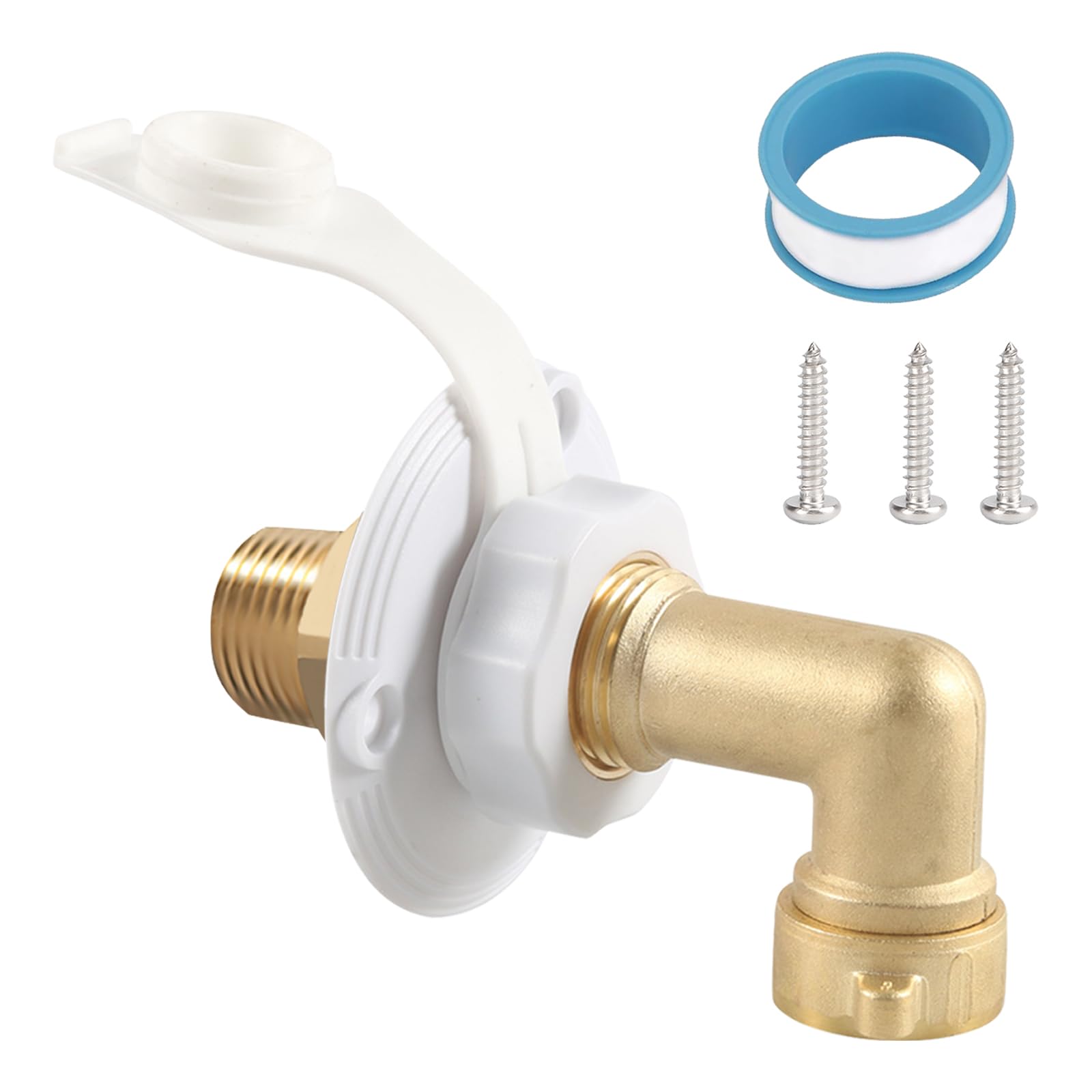 RV City Water Inlet with Check Valve – RV Water Inlet Connection, RV Water Fill Inlet with 3/4" NH Female to 1/2" NPT Male, Ideal for RV, Travel
