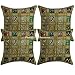 DK Homewares Indiano Tradizionale Cotone Verde Federa 40X40 Cm Patchwork Ricamata Divano Decorazione Set Di 4 Pezzi Geometrico 16 X 16 Pollici Gettare Cuscino ( Parrot Green ) - 4 Pcs