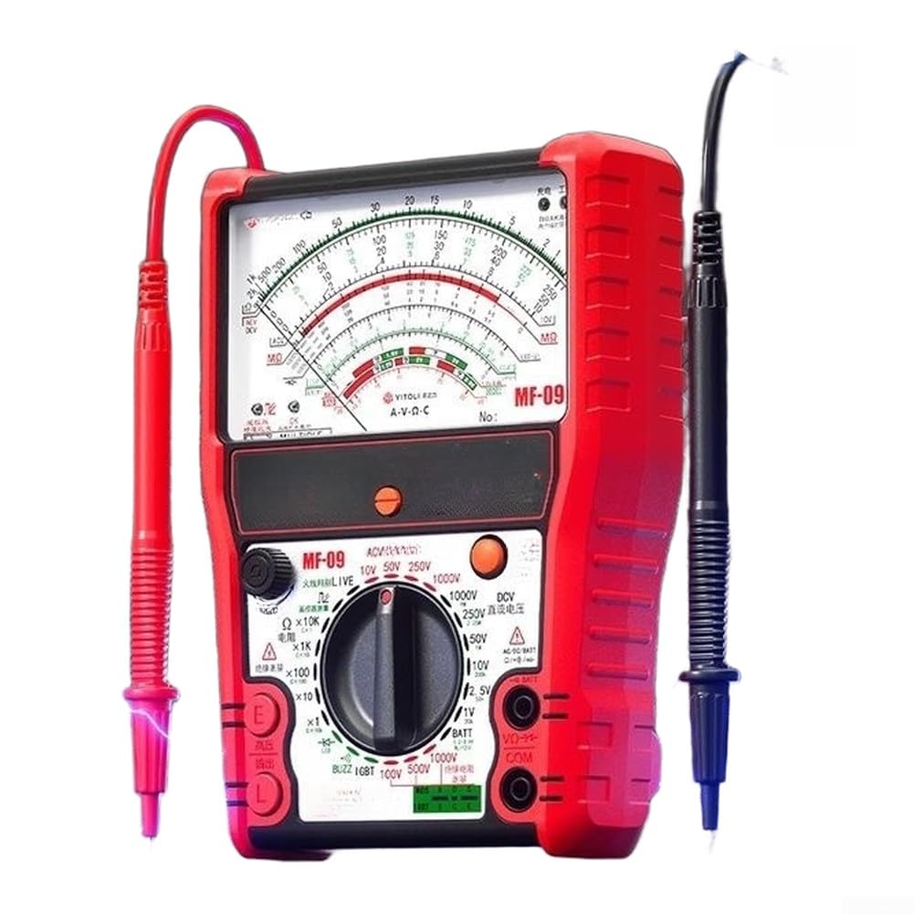 Multimetro analogico MF09 con tester di isolamento 1000 V - per voltmetro digitale ricaricabile USB C per diodi MOSFET IGBT test LED riparazione elettrica