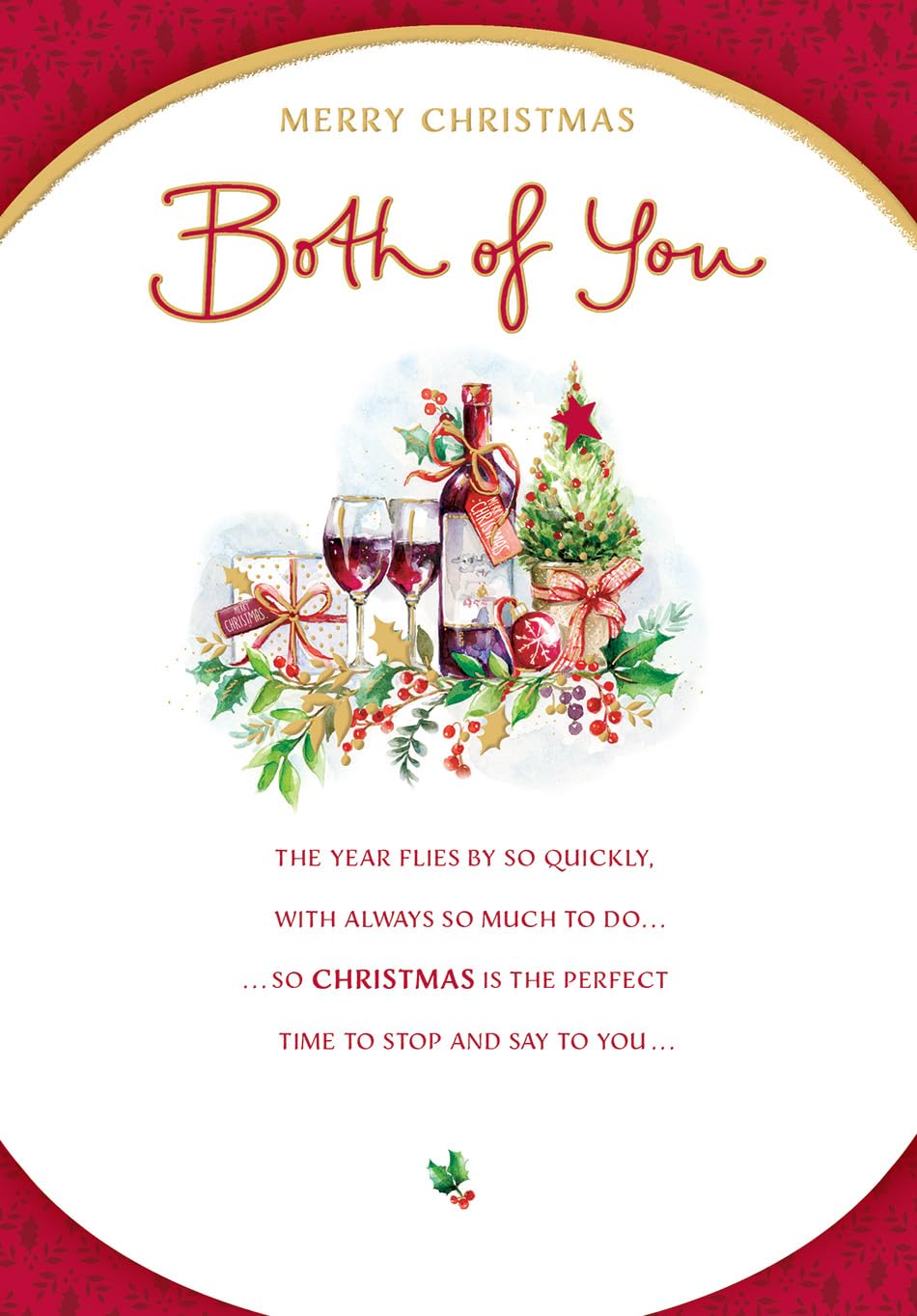 Christmas Card Merry Christmas To Both of You Wine - 9 x 6 inches - Regal Publishing