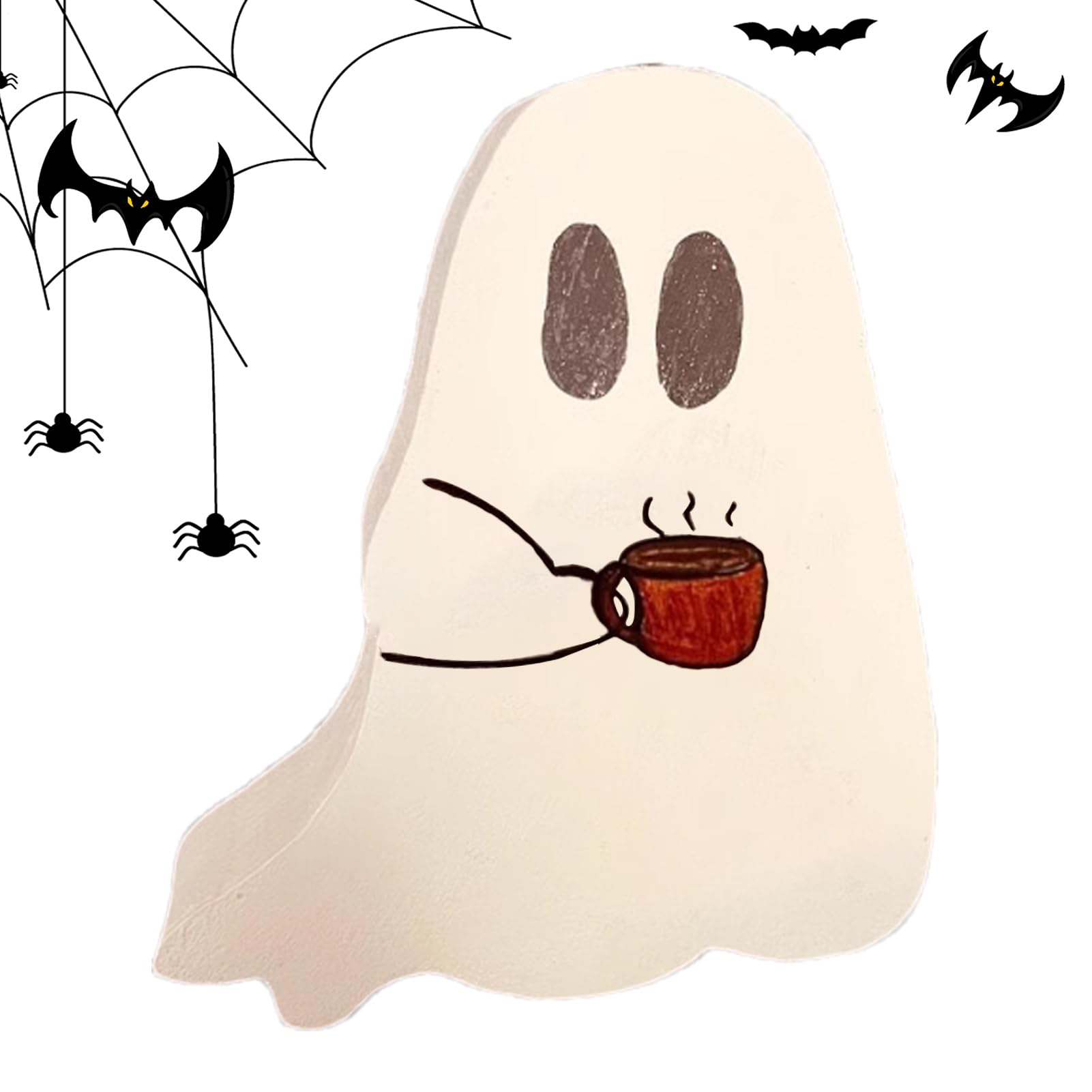 Décoration d'Halloween fantôme en bois stable pour table et étagère