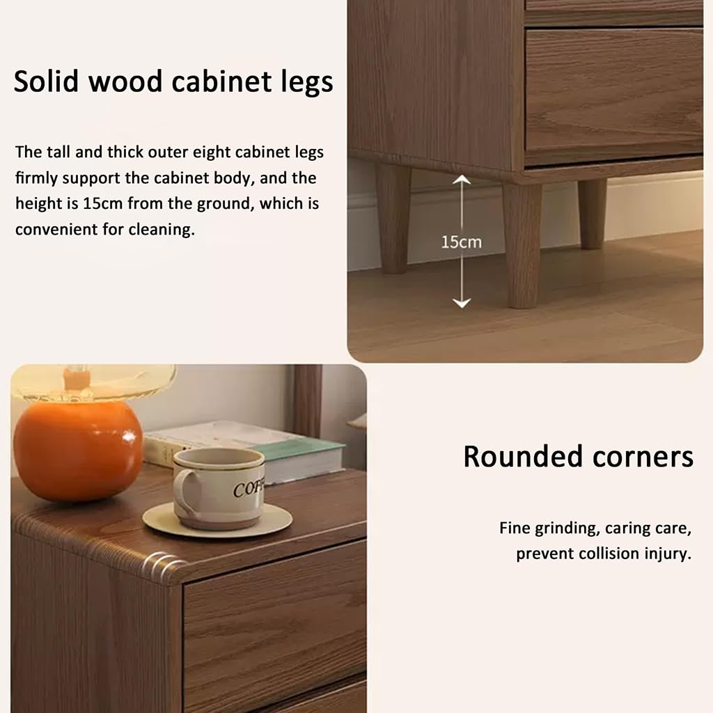 Comodino Moderno Mid-Century Con Stazione Di Ricarica USB E Prese - Cassetto Scanalato E Ripiano Aperto, Marrone Noce Per Camera Da Letto E Soggiorno - 2