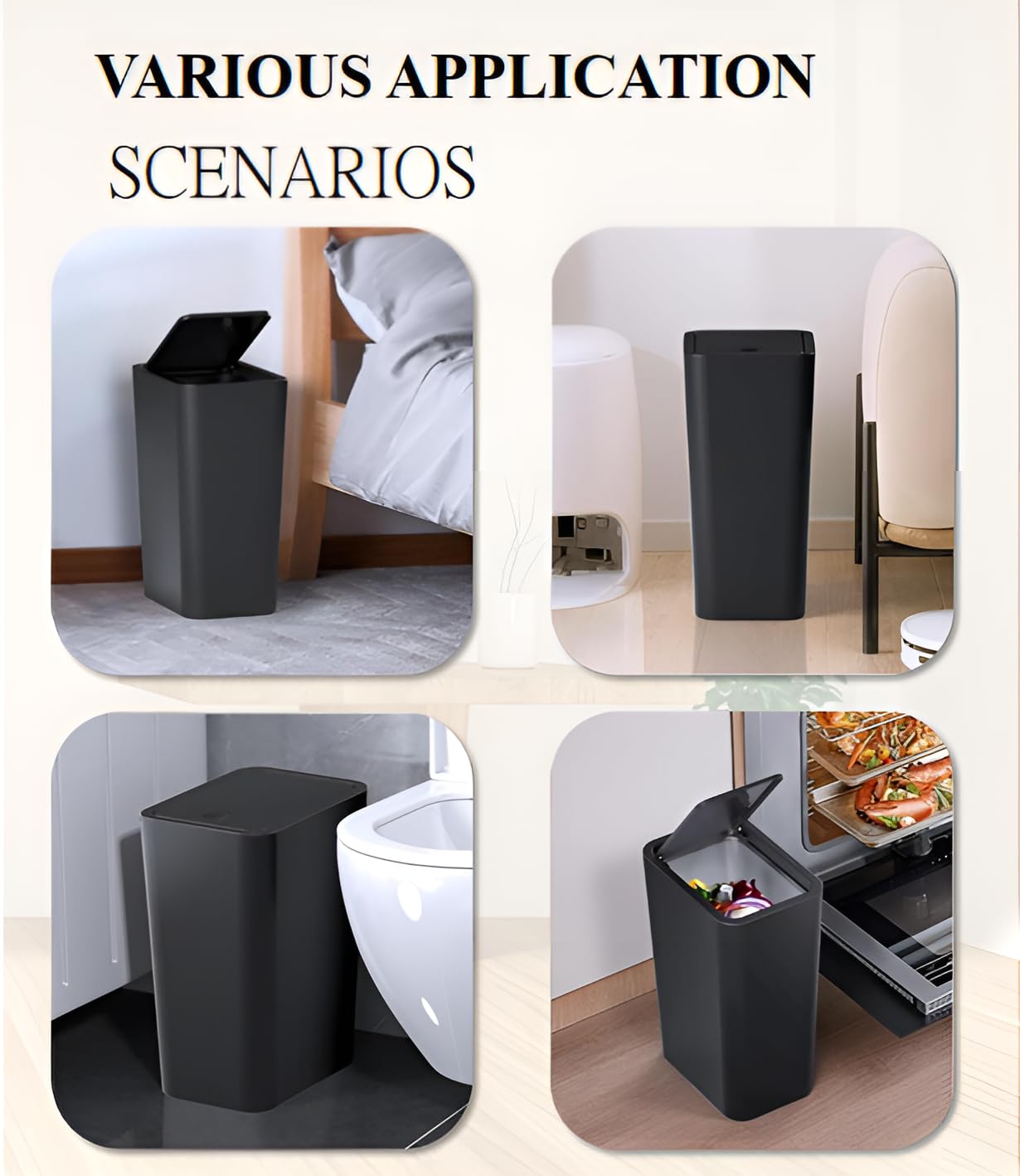 Kongming Kosz na śmieci łazienkowy z prasą, wąski kosz do kuchni, 10 l, bezzapachowy, dla biura, salonu, sypialni, WC, 2 szt., biały