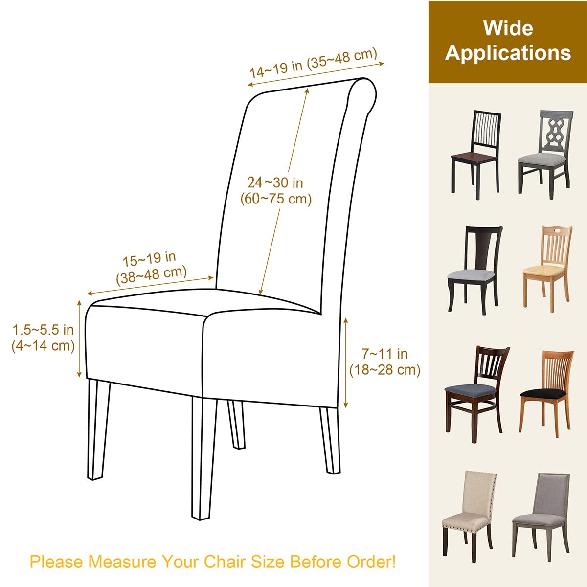Odot Yellow Chair Covers, Dining Chair Covers Set of 4, Stretch Corn Velvet Dining Room Slipcovers - Image 3