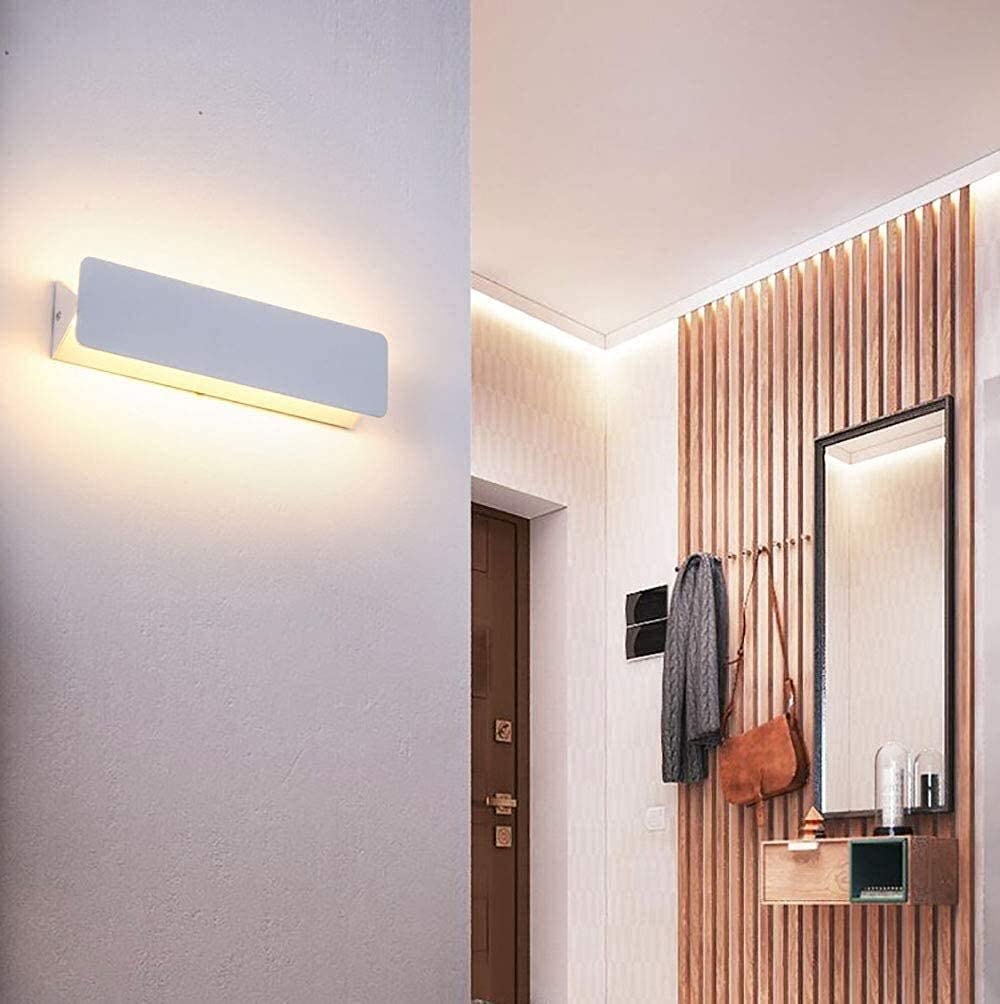 Lampa biurkowa, lampka nocna, lampa ścienna LED, do sypialni, lampka nocna, 12 W, biała, prostokątna, aluminiowa lampka, regulowana, energooszczędne światło