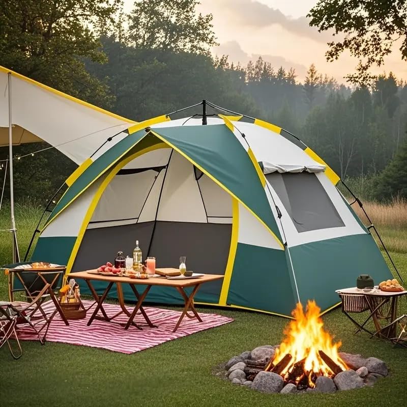 Carpa Camping Instantánea Verde y Amarillo 4 Personas miniatura 6