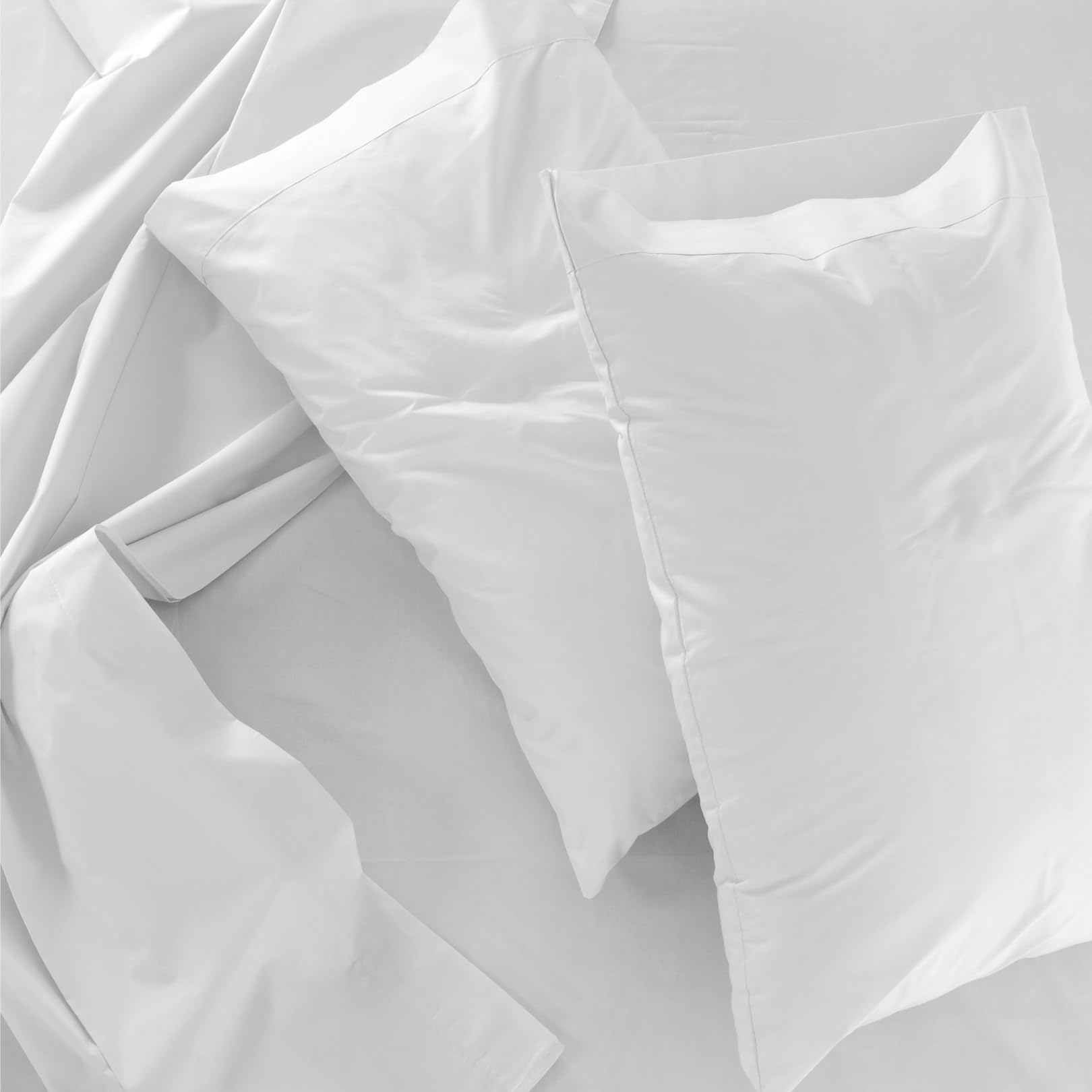 Snug Mantra White Pillow Cases Set of 2, 100% Cotton Standard Pillow Covers (50X75cm) OEKO TEX Certified Ultra Soft Cooling, Wrinkle & Fade Resistant Sateen Weave- White