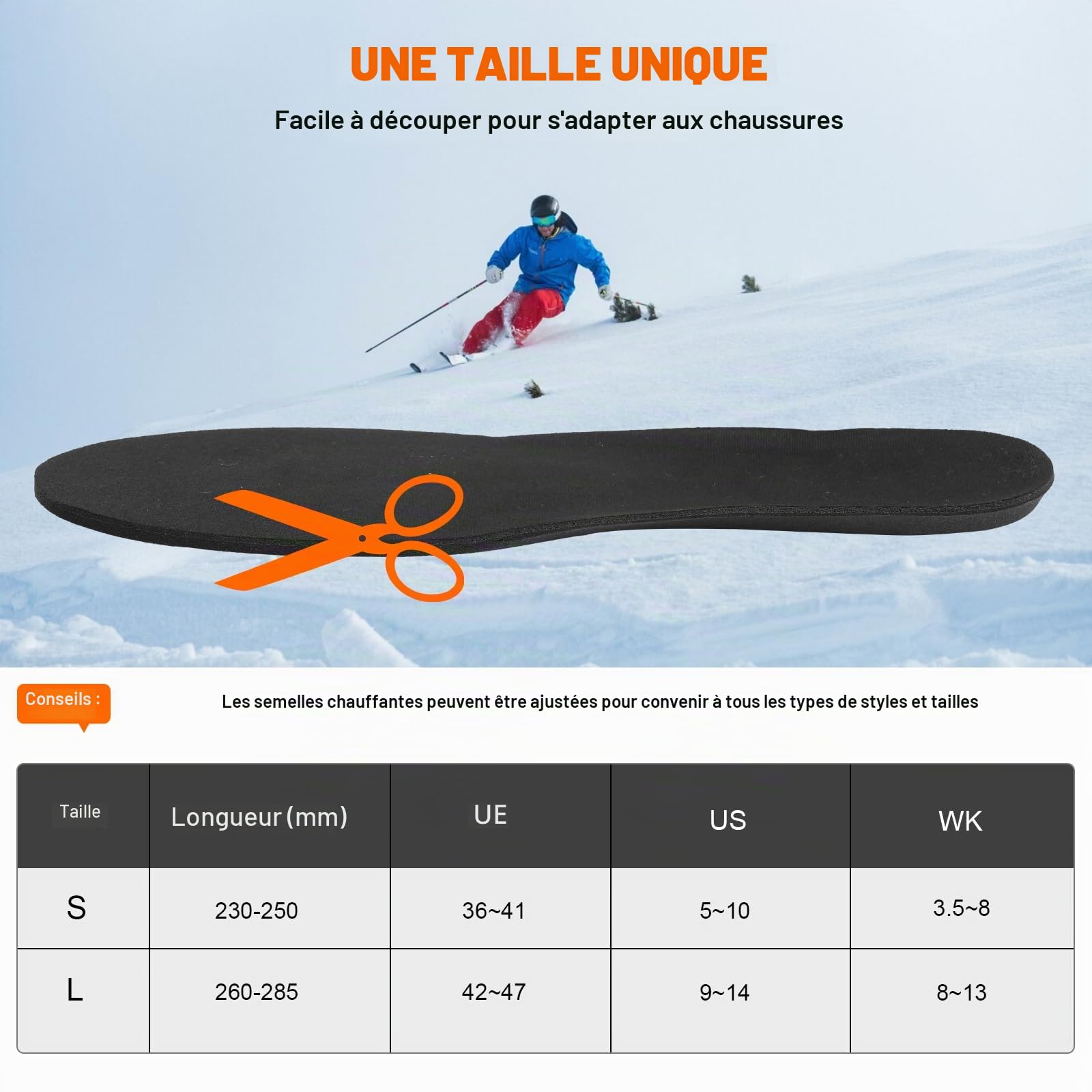 Semelle Chauffante USB Hommes Femmes avec Batterie Externe et Télécommande, 3 Niveaux Découpable Lavable Semelles Thermique Chauffantes Rechargeable pour Chasse Camping Ski