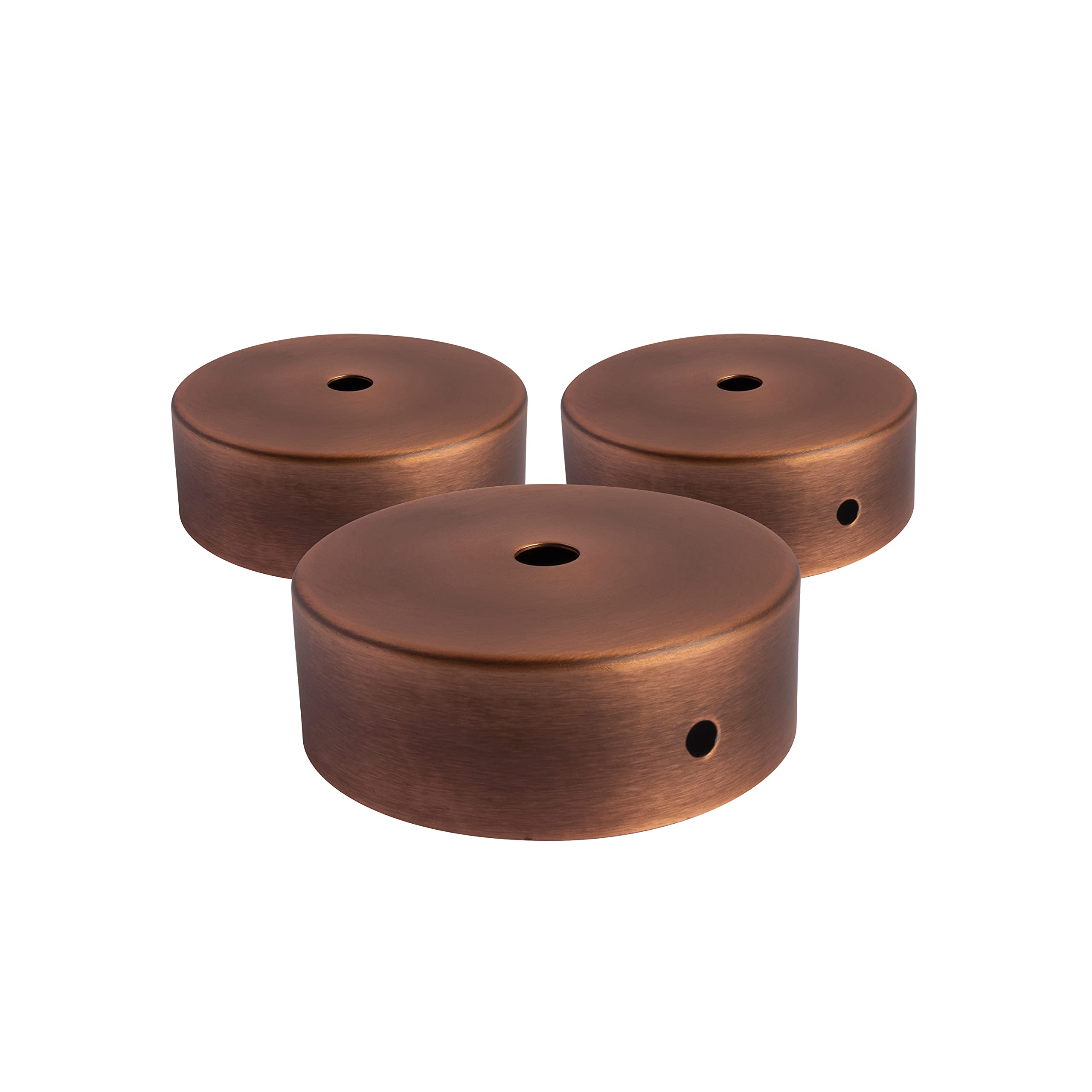 AMARCORDS - 3 Baldachin rosetten aus Metall, Farbe BRONZE, Lampengehäuse komplett mit Kabelklemmenzubehör, Schrauben und Deckenhalterung. Durchmesser 77 mm, Höhe 26 mm