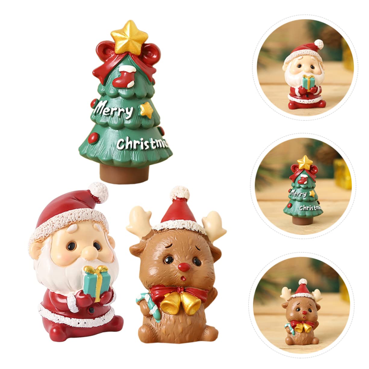 Abaodam 6pezzi Mini Ornamenti Natalizi Resina Decorazioni Per Paesaggi Santa Claus Renna e Albero Di Natale Per Decorare Casa e Piante Atmosfera Festiva Assicurata