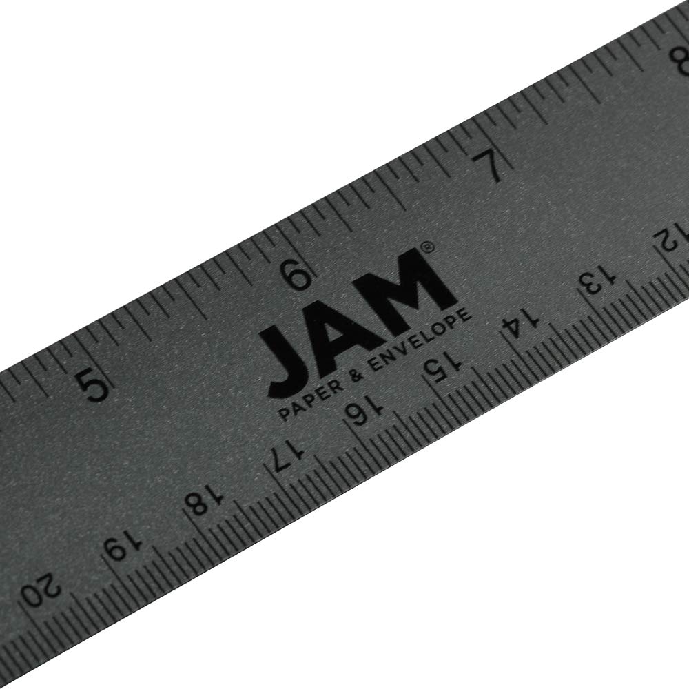JAM Paper Lineal aus Edelstahl, 30,5 cm Pack of 12 grau