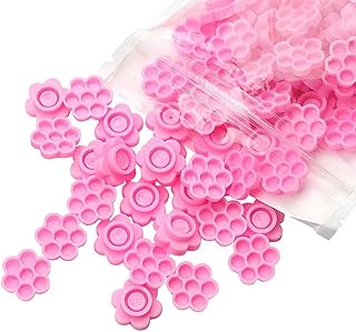 200 unidades de pegamento de injerto para pestañas en forma de flor, soporte de pegamento para extensión de pestañas, taza de pigmento para tatuaje, suministro de extensión de pestañas, color rosa