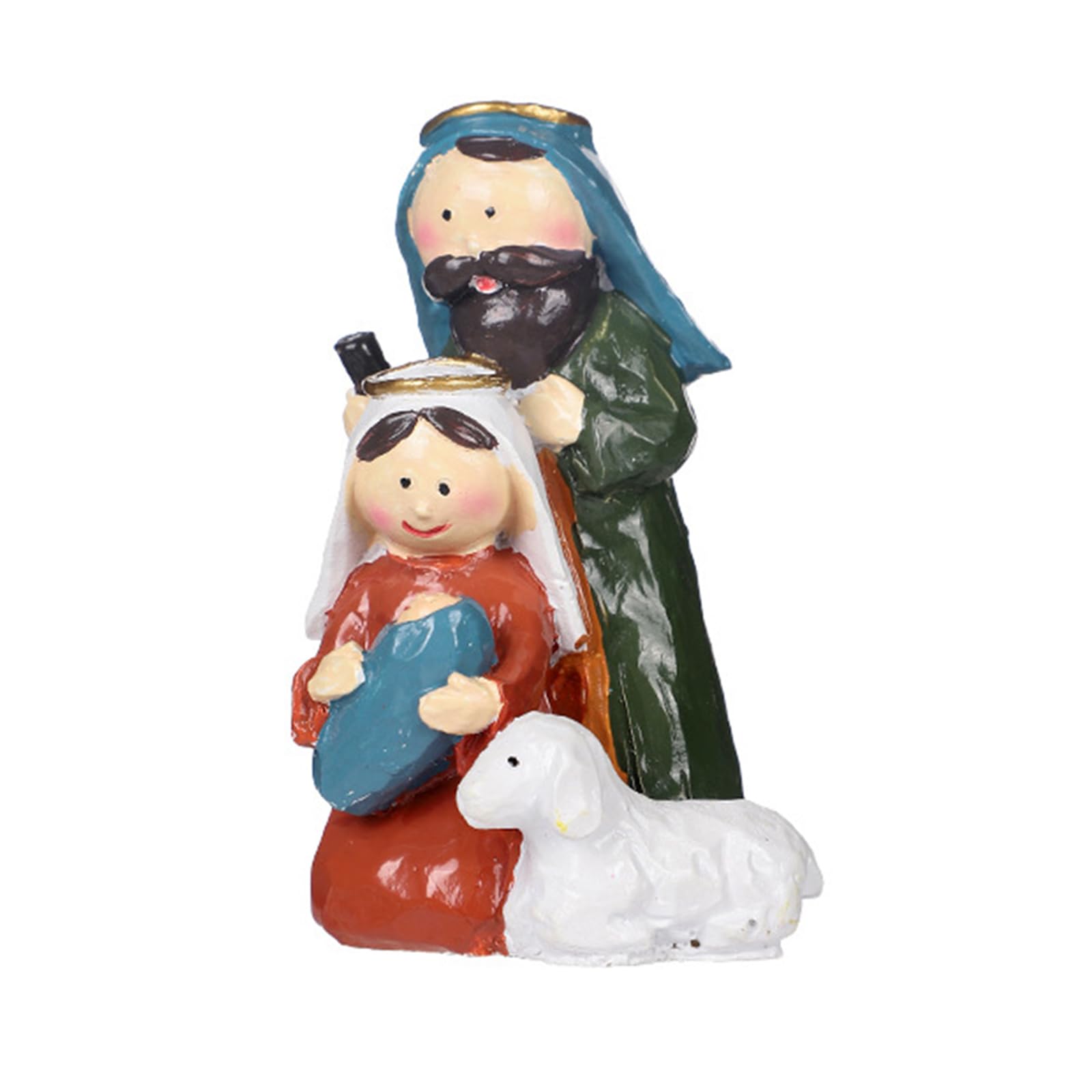 Jazuaiao Beautifully Detailed Resin Nativity Scene Figurine for Festival Home Decors and Religious Gatherings Colorful Nativity Scene