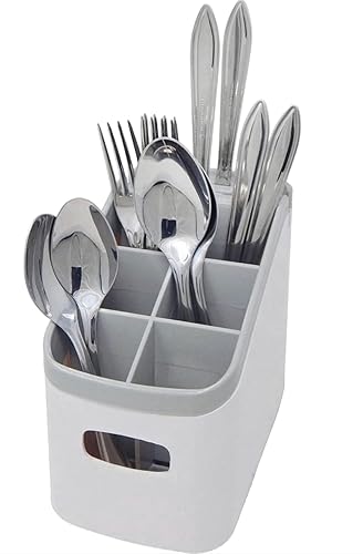 Miniatura 4 de Escurridor de cubiertos (gris), organizador de soporte para cubiertos, afilador de cuchillos