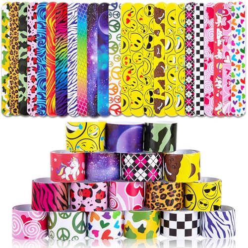 LovesTown Slap Bracelets for Kids, 48 PCS Snap Bracelets Bulk Party Favors Goodie Bag Stuffers Exchanging Gifts Classroom Prizes