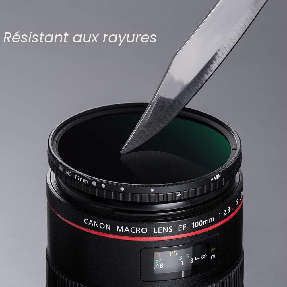 K&F Concept Filtre 82 mm ND2-ND32 1-5 f-Stop sans Croix et 3 Chiffon Nano-X