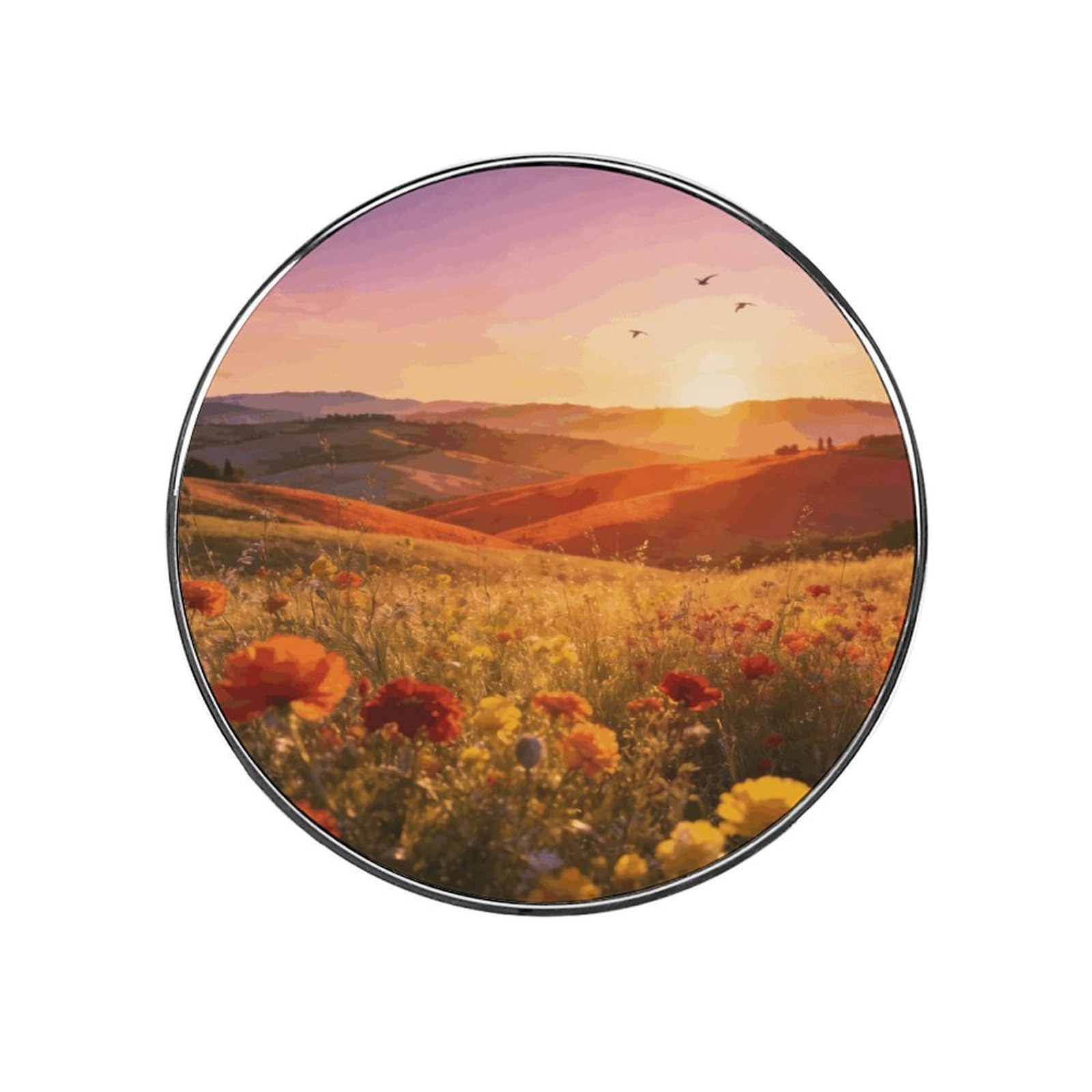 Flower Field Flying Song Customizable Refrigerator Magnets, Strong Magnetic Fridge Stickers, Funny Round Decorative Fridge Magnets for Home Kitchen, Whiteboard, Locker, and Office