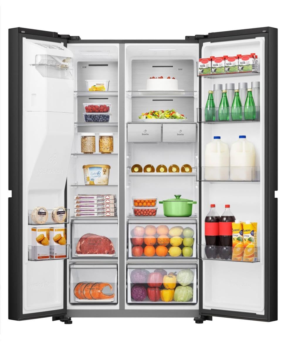 Hisense RS818N4IFD Libera installazione Frigo side-by-side Nero, 632 L