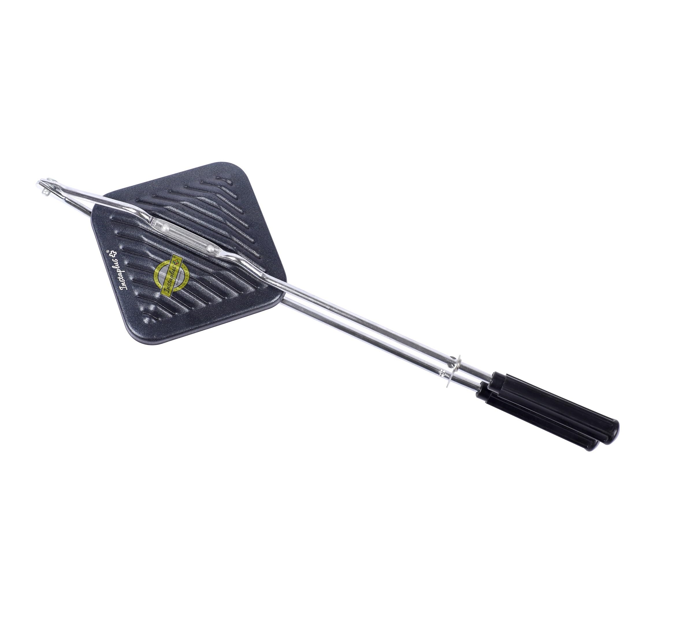 Instaplus Premium Square Grill Gas Toaster Superior Non-Stick Coating, Black