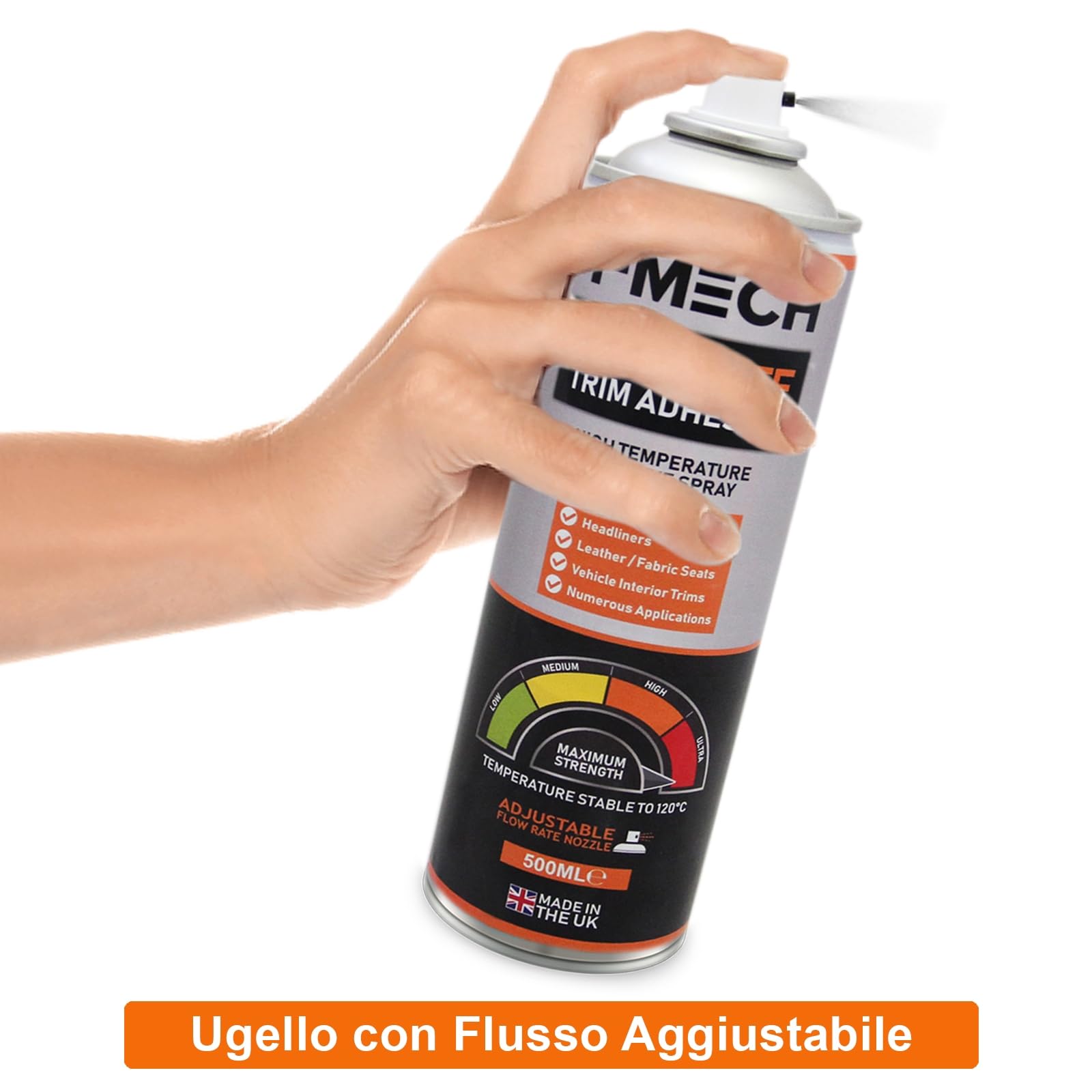 T-Mech - 12 x Adesivo Colla Spray Multiuso per Industria Automobilistica Tappetti Tappezzerie Moquette Tessuti Resistente al Calore 120 ° C 12 x Bombolette da 500ml