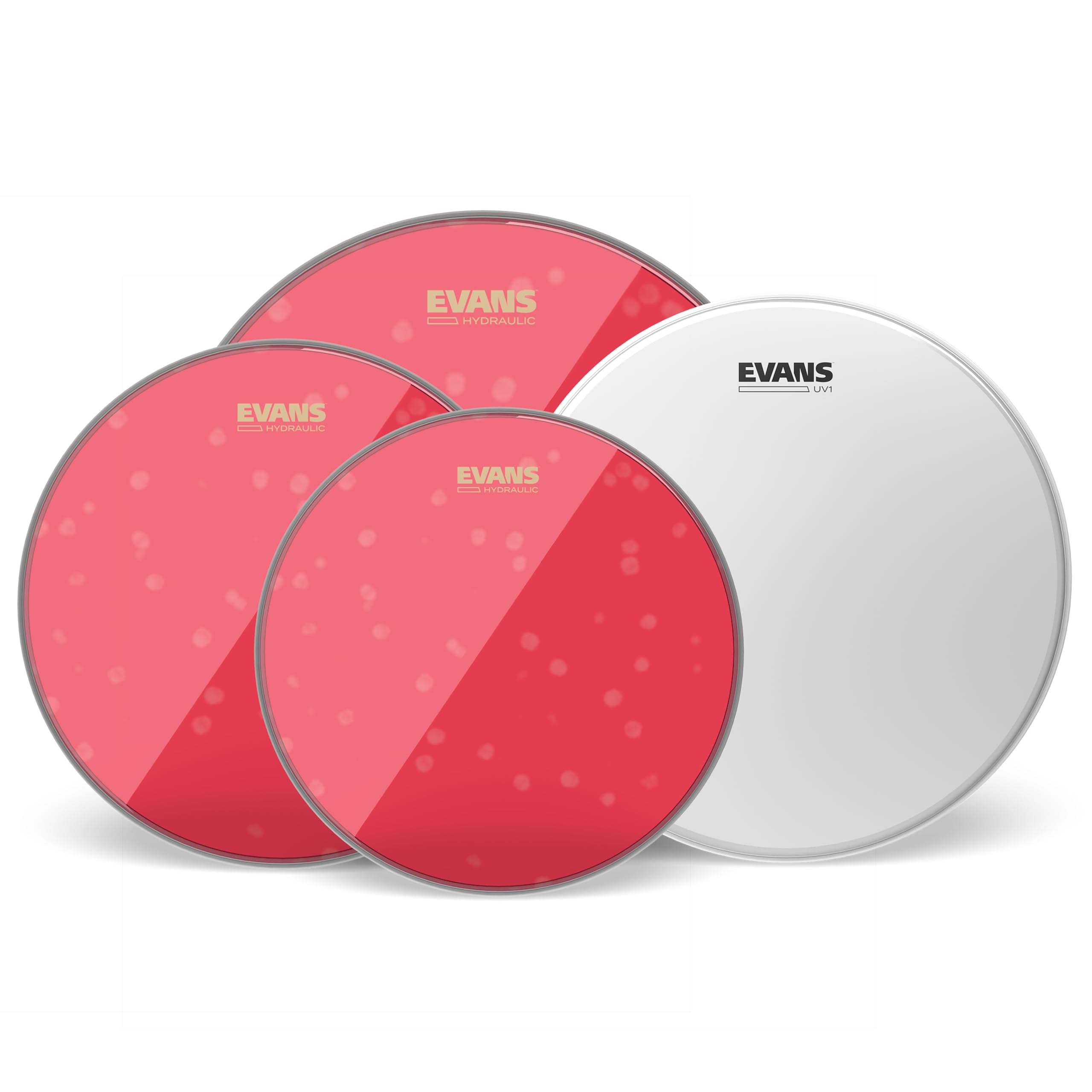 Evans Hydraulic Red Standard - Confezione pelli (12", 13", 16") con pelle battente per rullante con rivestimento UV1