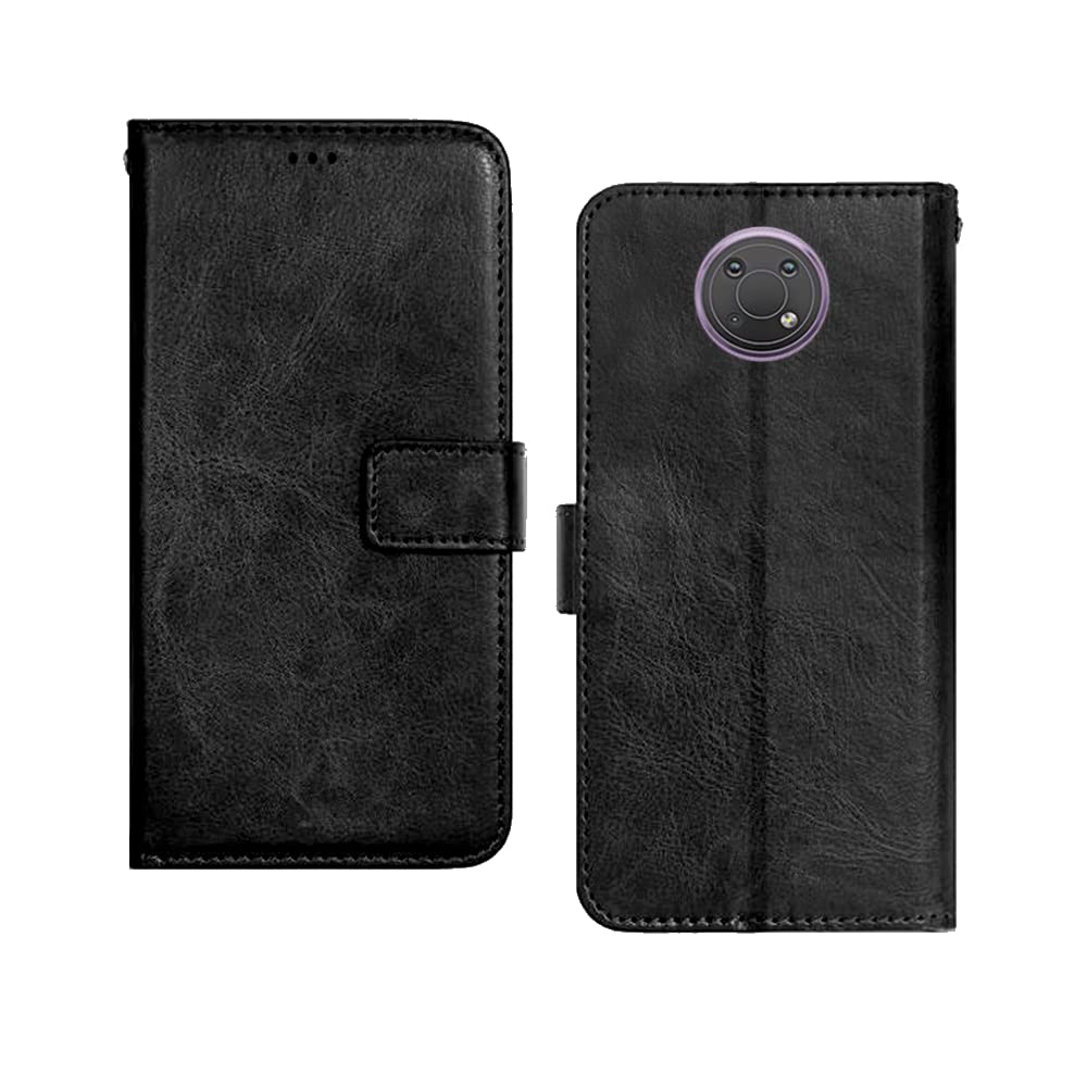 Pinaaki Enterprises Nokia G10 Flip Case | Premium Leather Finish Flip Cover | with Card Pockets | Wallet Stand |Complete Protection Flip Cover for Nokia G10 - Black
