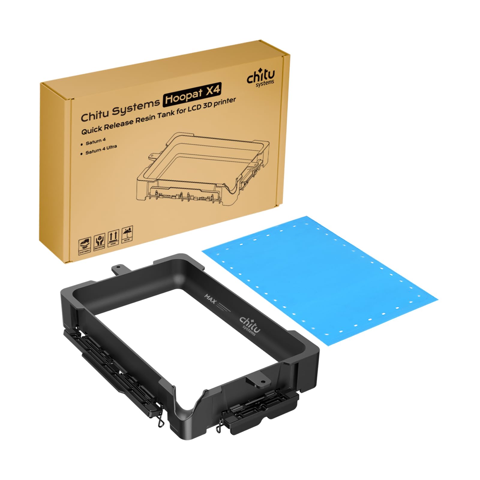 Chitu Systems Hoopat X4 Serbatoio Resina a Rilascio Rapido Upgrade | Serbatoio a rilascio rapido per ELEGOO Saturn 4/Saturn 4 Ultra, metallo tutto in uno con film PFA