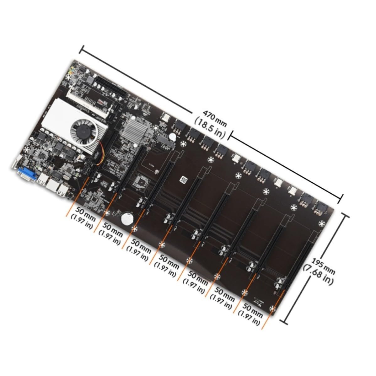 Scheda Madre per Macchina Mineraria CPU 8 Slot Gpu, Memoria Ddr3 e Interfaccia Vga Integrata, Pcb e Raffreddamento Ridotto per Mining Efficiente