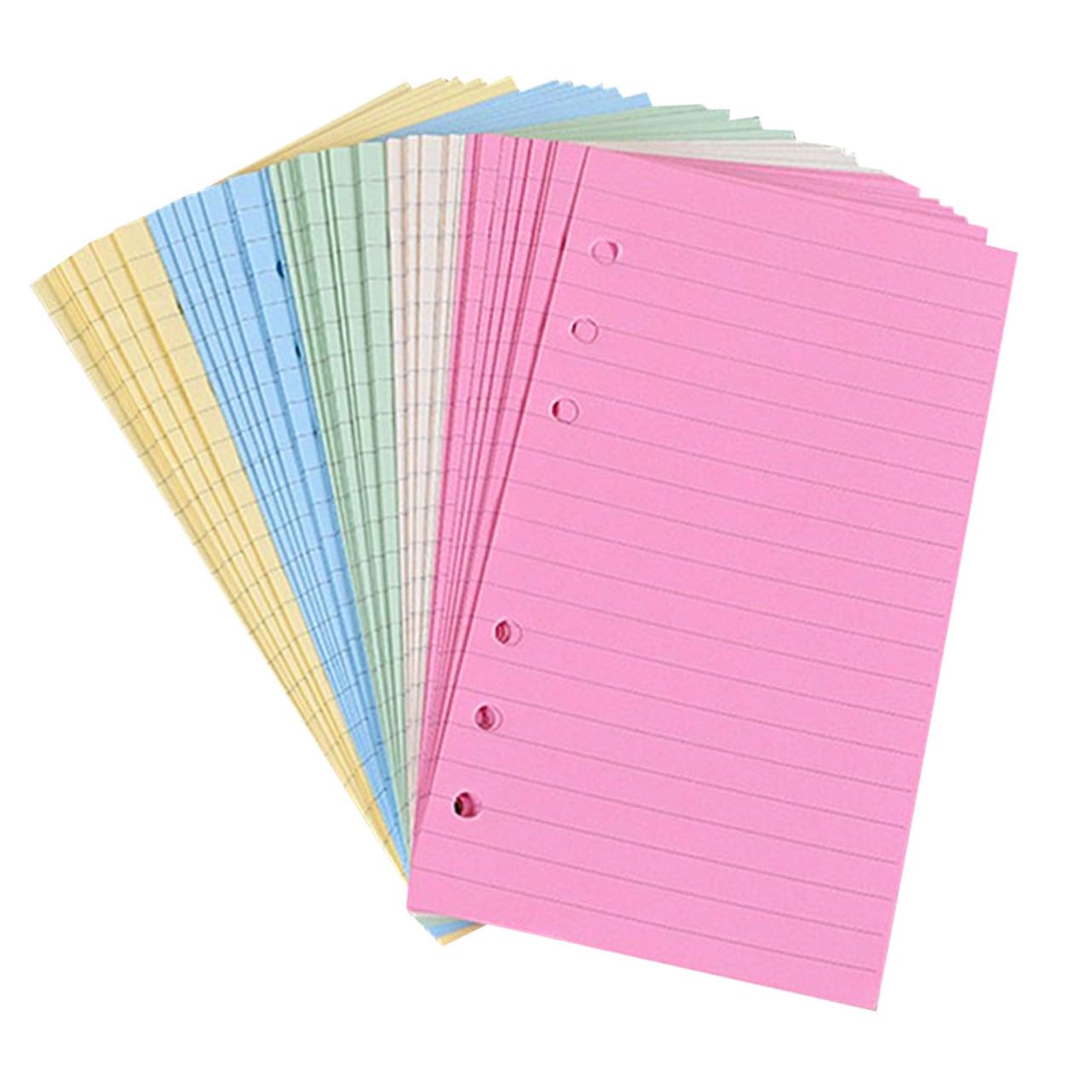 300 Stk. Nachfüllpapier Ringbuch Einlagen Notizpapier Kariert Farbig Bürobedarf Schreibwaren