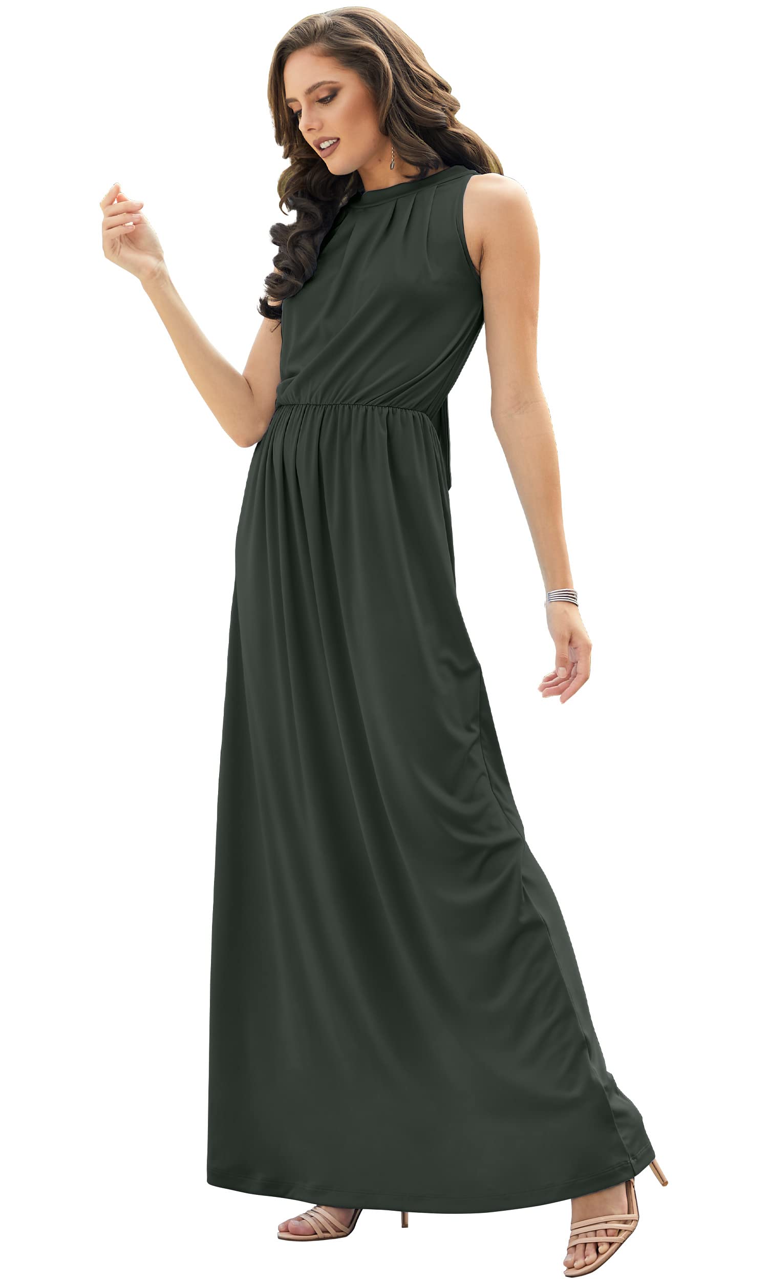 KOH KOH Womens Long Sleeveless Halter Bridesmaid Wedding Guest Maxi Dress