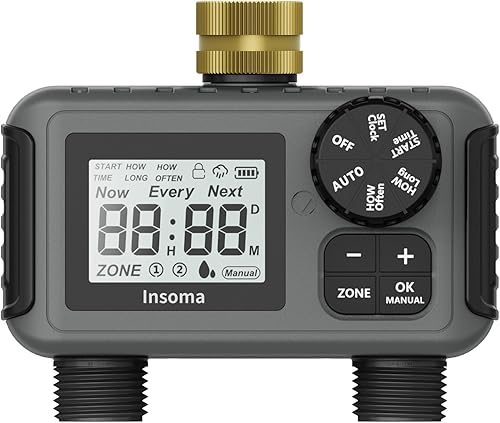 Insoma Temporizador de rociador con giro de latón, temporizador de agua al aire libre con, temporizador de grifo de manguera, temporizador de jardín