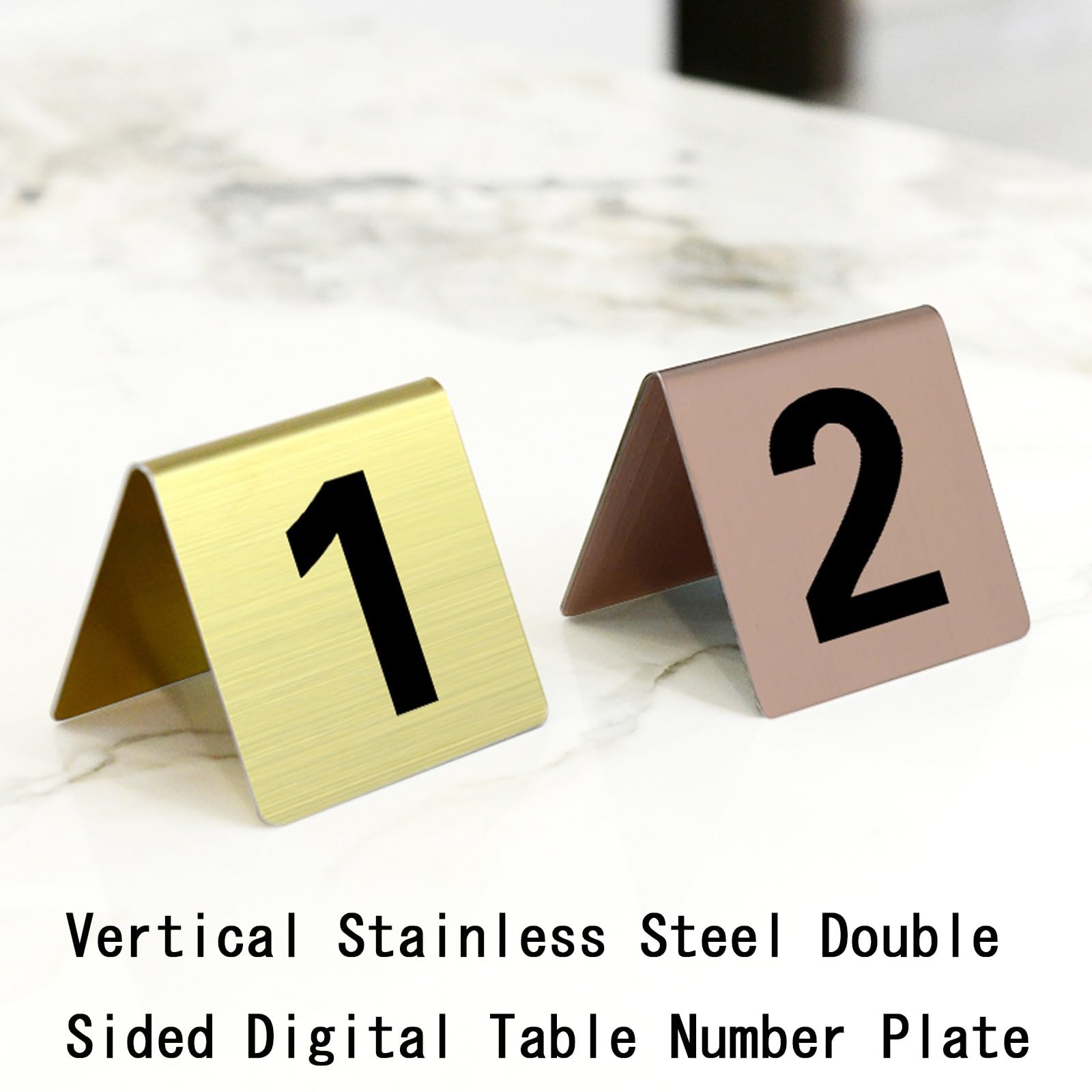 Tischschilder/Tischkarten/Platzkarten/Tischnummernschilder Edelstahl Stapelbare Tischnummern, 1 Bis 10, Doppelseitige Zahlen, Zahlen Tischkarten Restaurants Platzkarten(Gold,81~90)