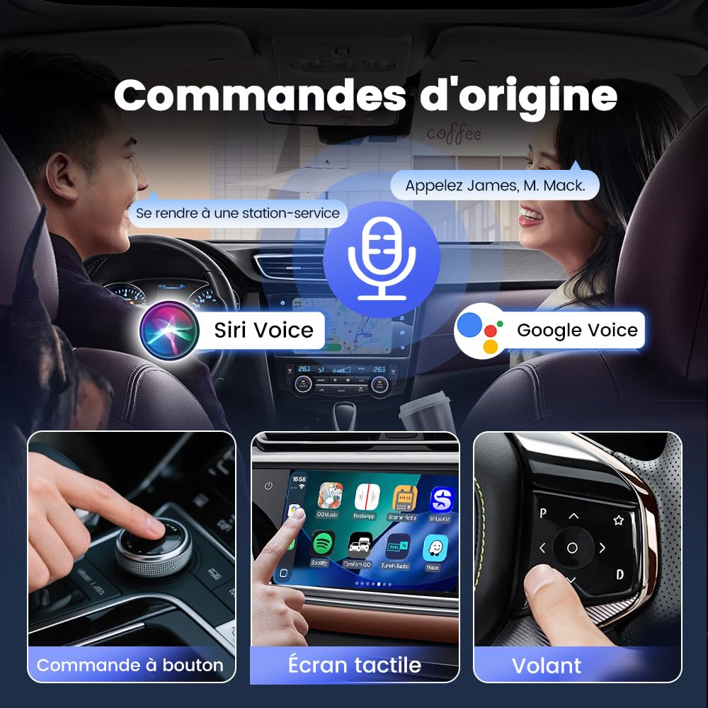 Carlinkit 5.0 Adaptateur CarPlay sans Fil & Android Auto sans Fil 2 en 1,pour carplay Filaire et Android Auto Filaire,Conversion et Mise à Niveau vers Le CarPlay et Androidauto sans Fil,Type-C/USB-A