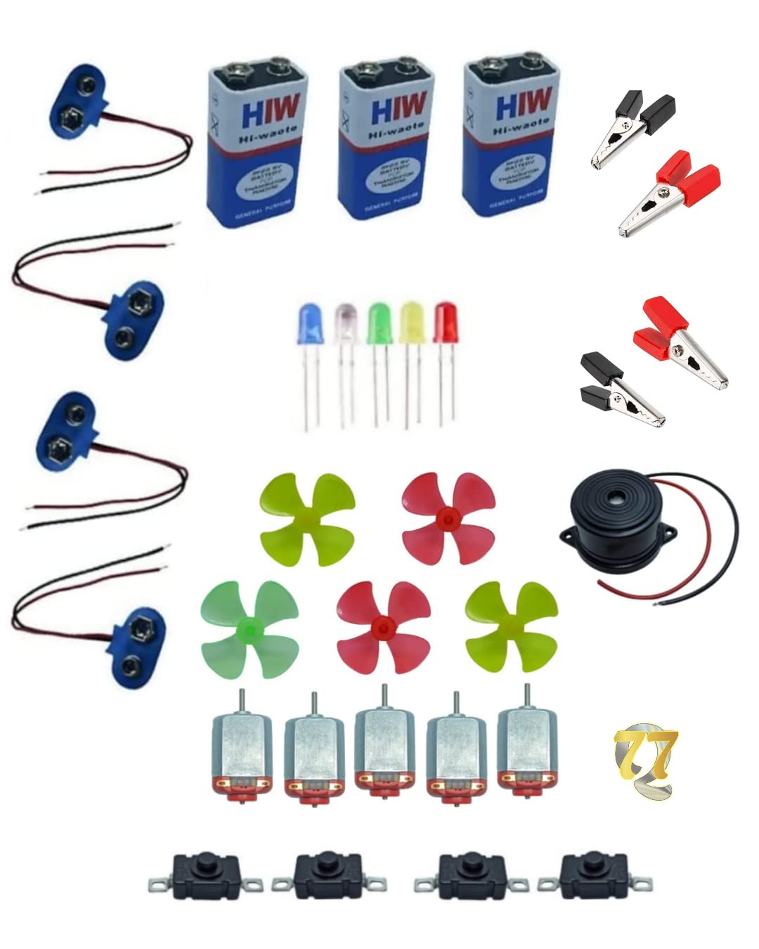See full amazon price history chart for 77Q Dc Motors, Hw Battery, Rocker switches, Buzzer, 5mm led diodes, Battery Connectors, Fan Blades, Aligator Clips with WireComplete Project Kit for DIY (Multicolour) Pack of 31 77Q Dc Motors, Hw Battery, Rocker switches, Buzzer, 5mm led diodes, Battery Connectors, Fan Blades, Aligator Clips with WireComplete Project Kit for DIY (Multicolour) Pack of 31 (B0BPMYVQR6) Amazon Price History, Amazon Price Tracker