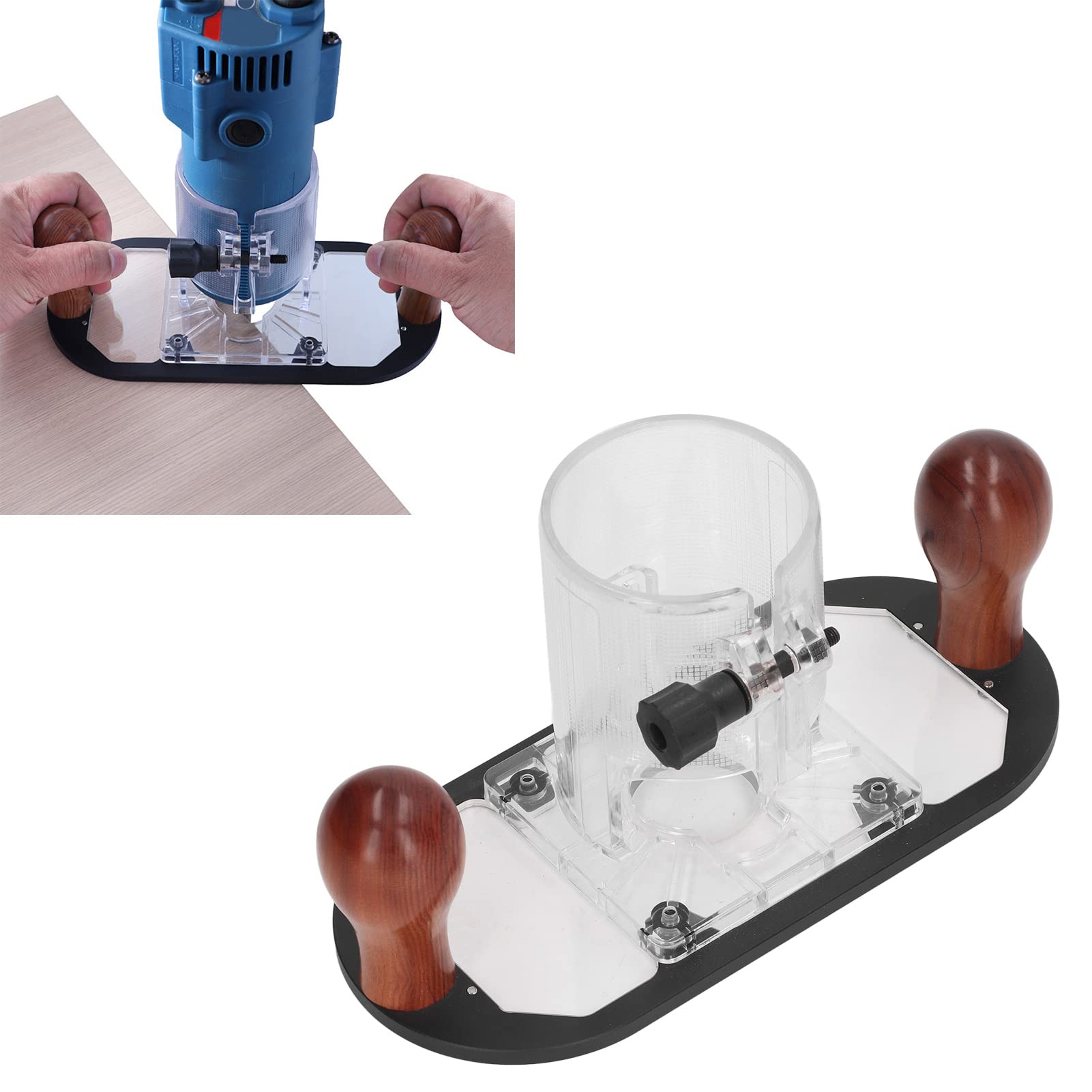 Base de recortadora para carpintería, base protectora de plástico transparente para enrutador, accesorio para herramientas eléctricas de bricolaje con marco de aleación de