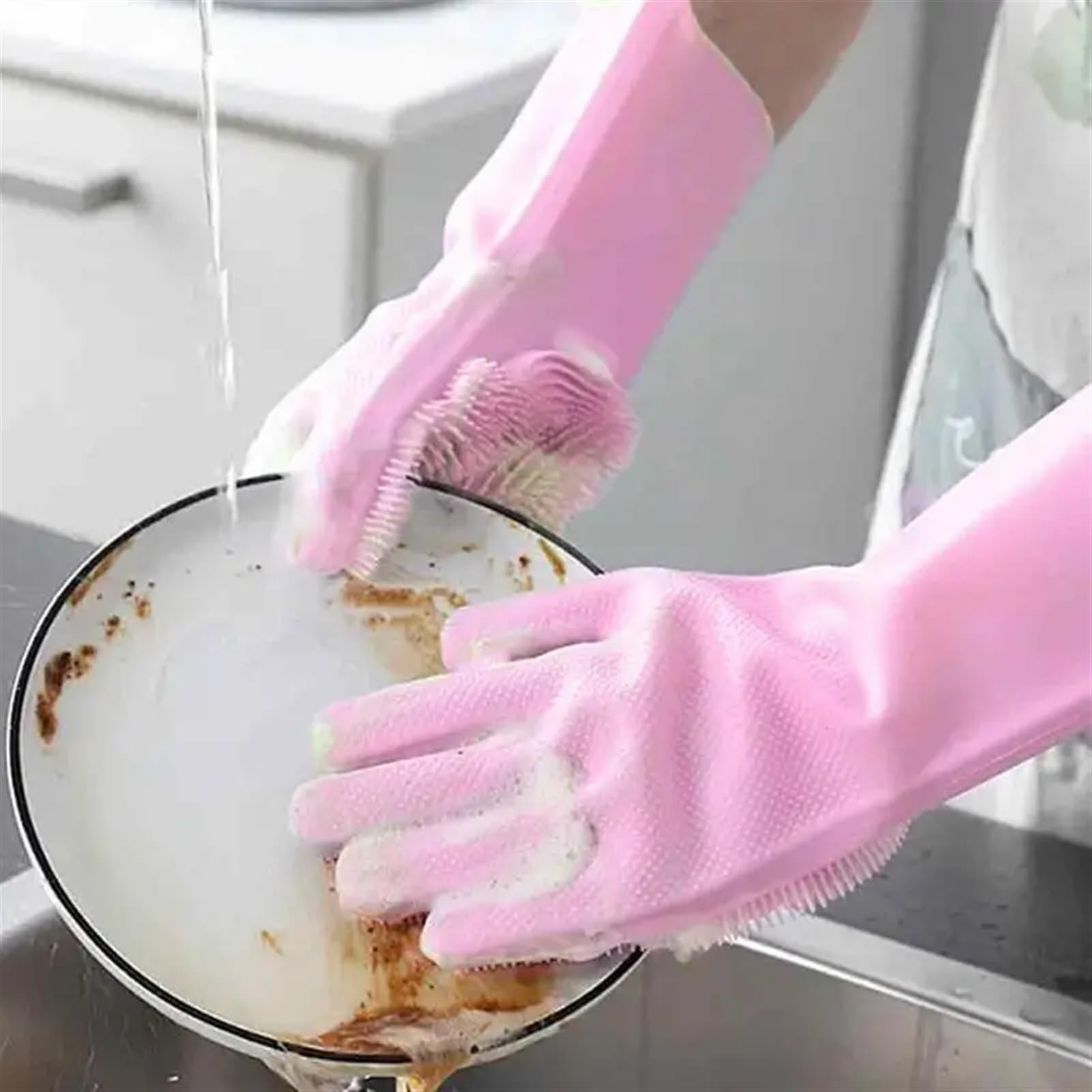 saubere Handschuhe, Küchen-Spülhandschuhe aus Silikon for den Haushaltsgebrauch(A3)