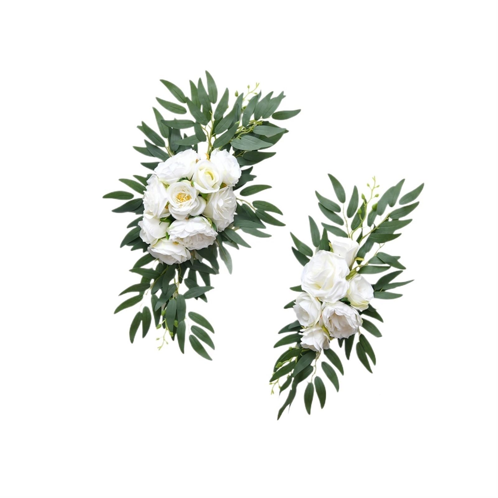 WJIAYAO Artificial Wedding Arch Flowers Kit 2Pcs Artificial Wedding Arch Flowers Kit Garlands Silk Floral Welcome Sign for Ceremony Party Reception(B White)